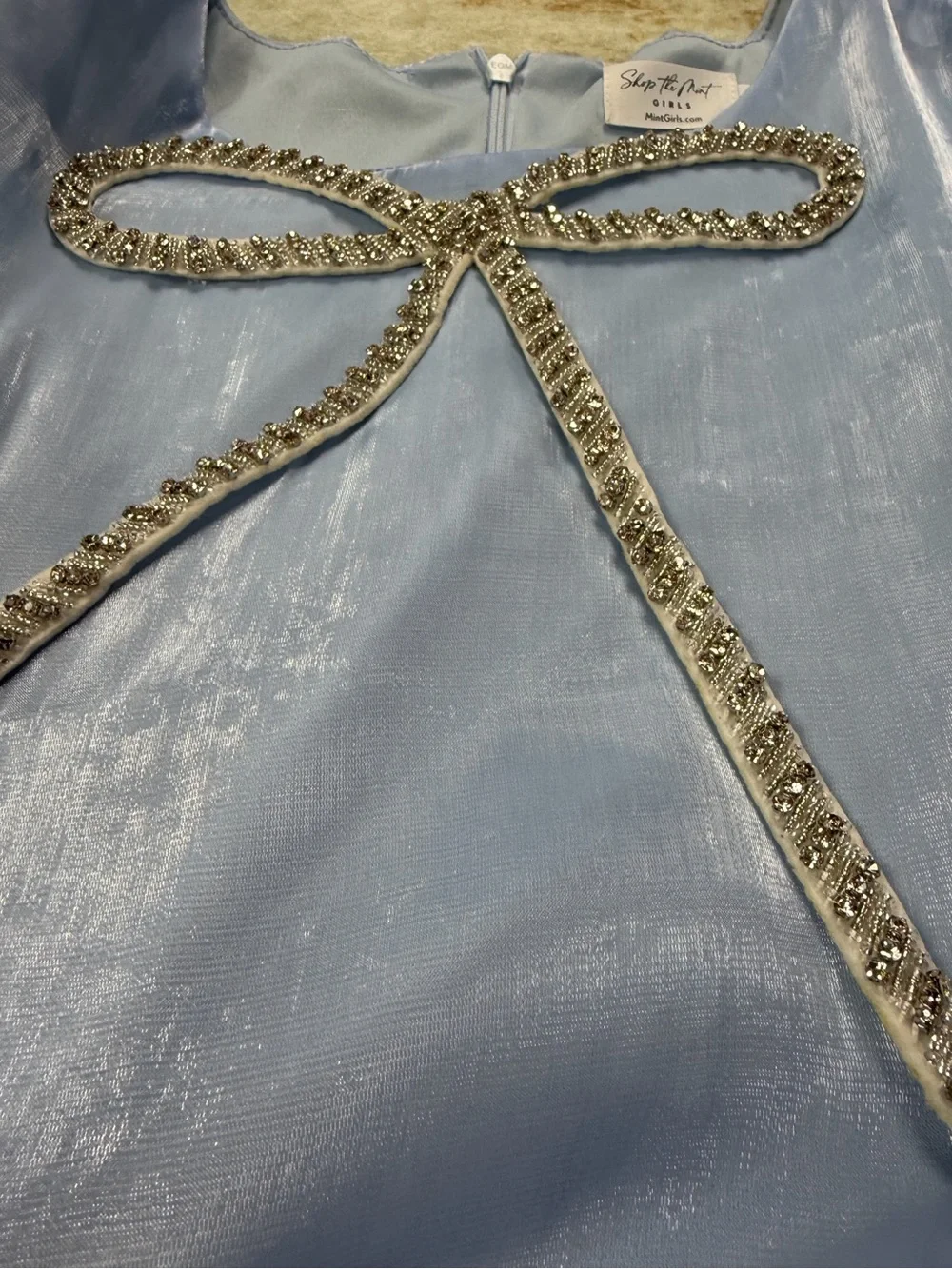 Shop the Mint The Eloise Bow Light Blue Embellished Dress 12/14
